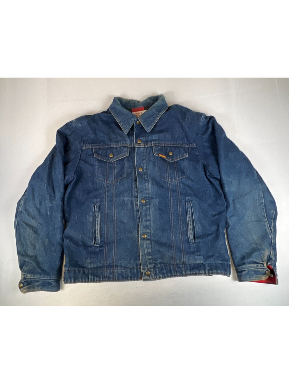 Vintage Saddle King Western Men 48 Long Blue Denim Blanket Lined Jacket